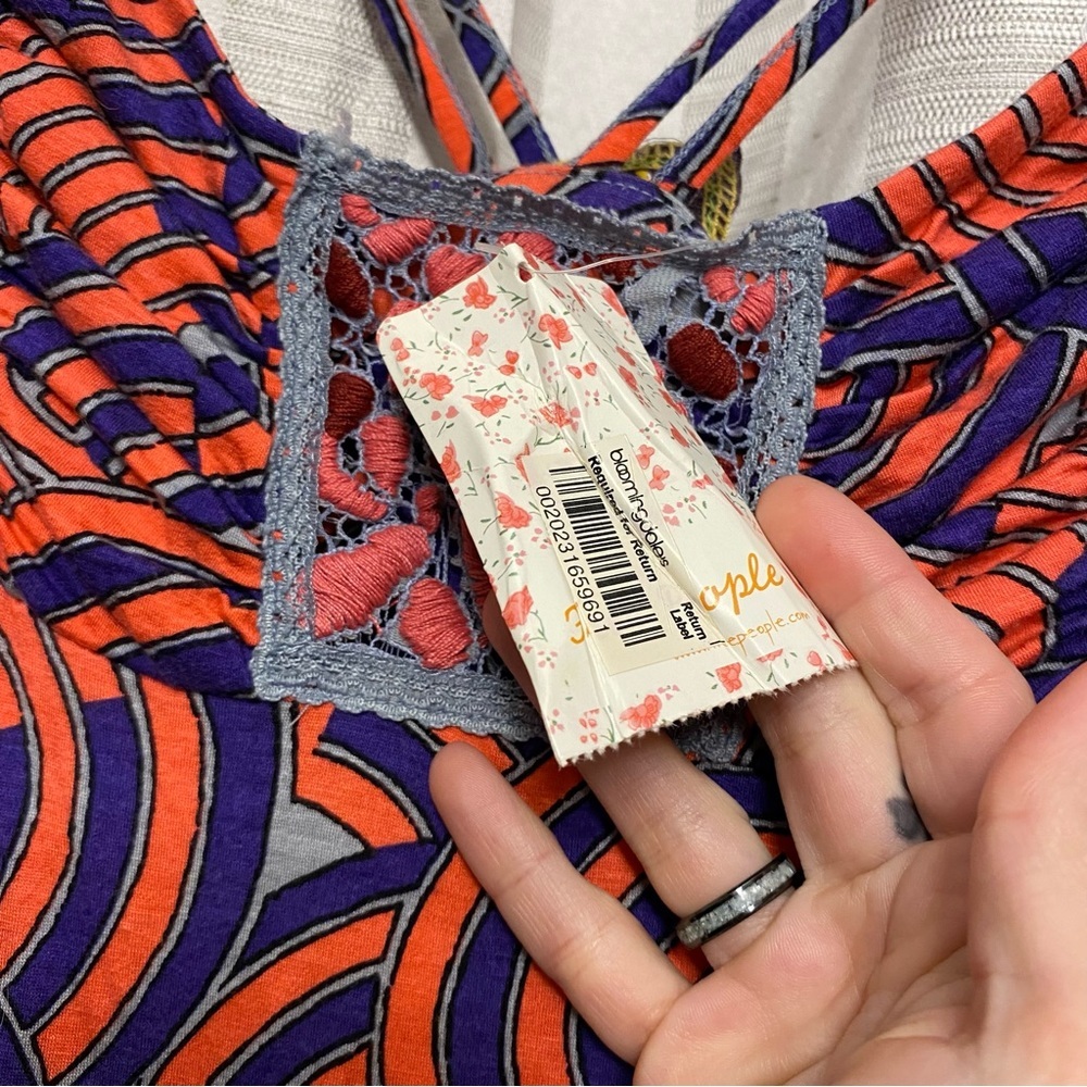 Free People Blue and orange red Mini Dress - Picture 6 of 16